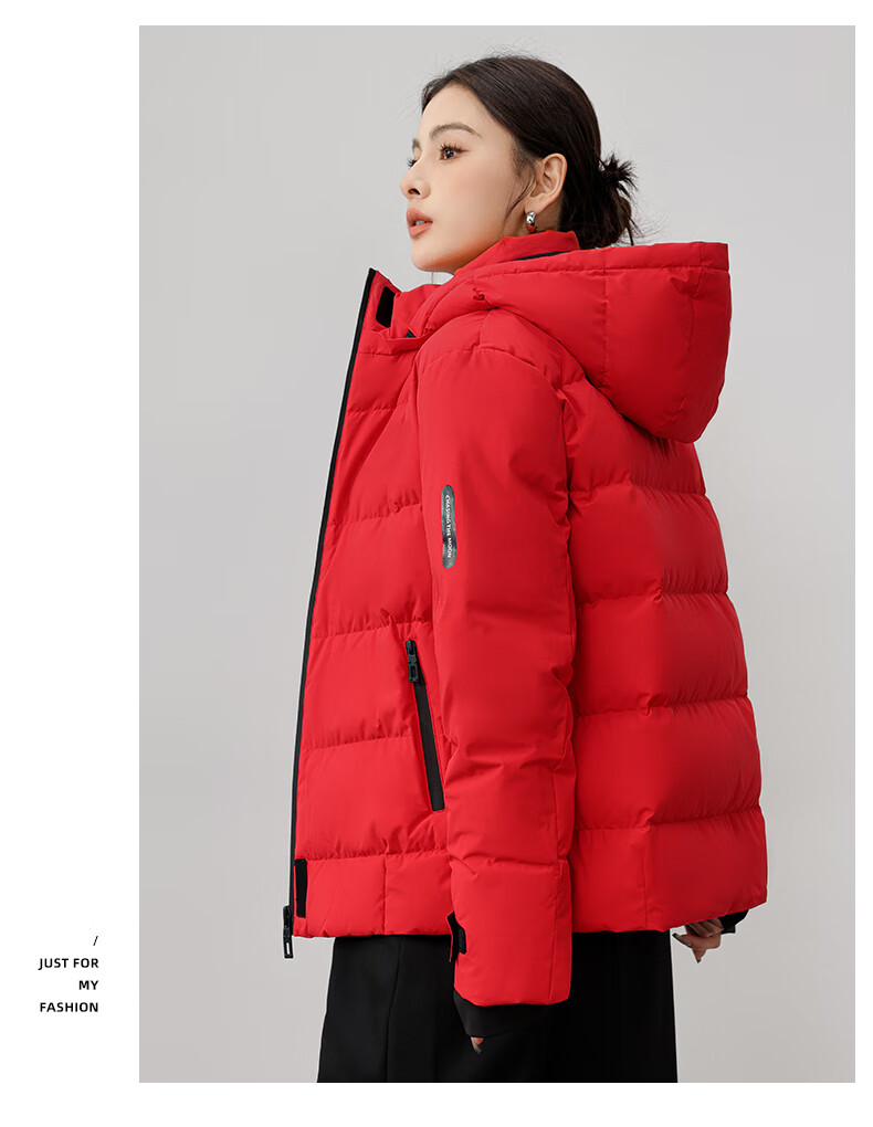 Yalu Women's Down Jacket 2025 New Winter Red Short Hooded National Standard Duck Down Fashion Thick Warm Coat Female 17