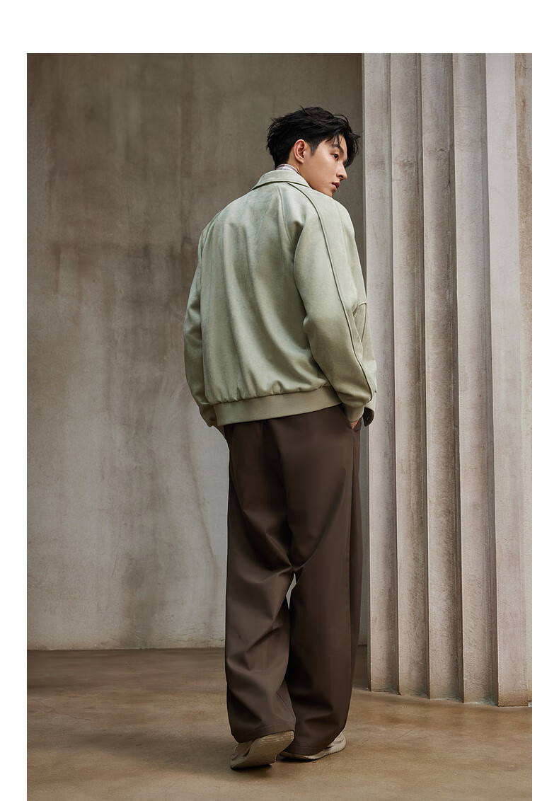 CABBEEN 350G Suede Velvet Men's Jacket Soft Comfortable Faux Suede Velvet Autumn Long Sleeve Coat 15