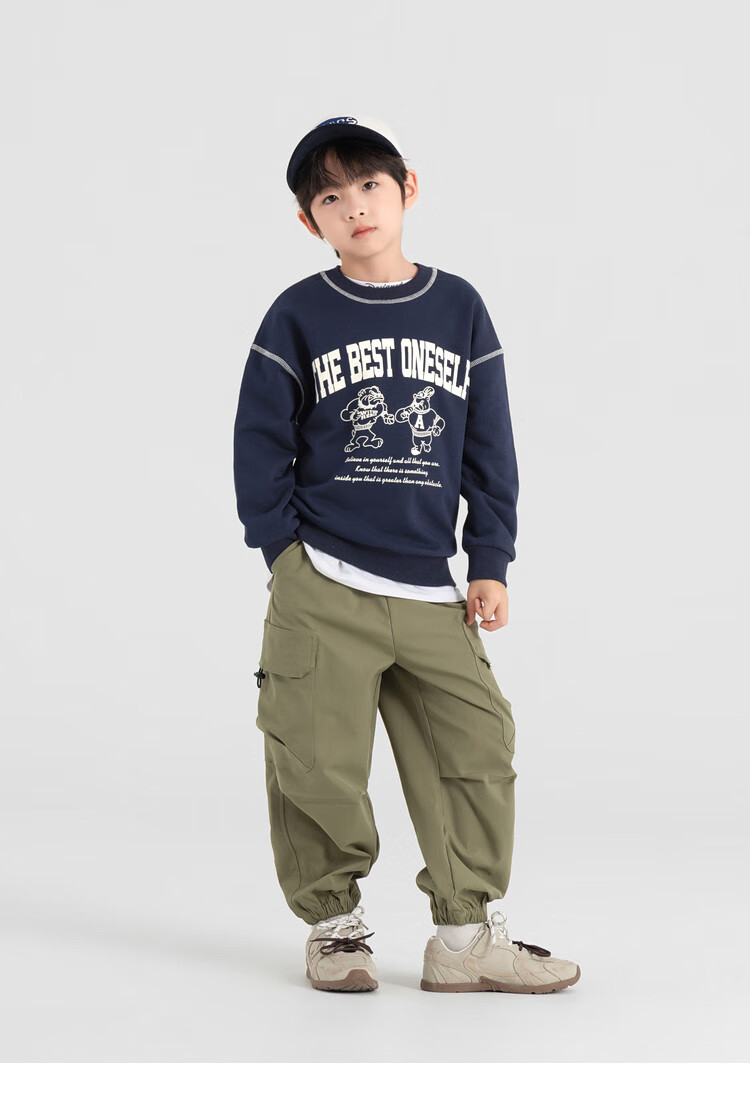 Duoduojia Boys' Casual Sports Sweatshirt, Spring And Autumn 2026 Style, Loose-Fitting Top, Comfortable Autumn Wear, Fashionable Children's Base Layer Pullover 18