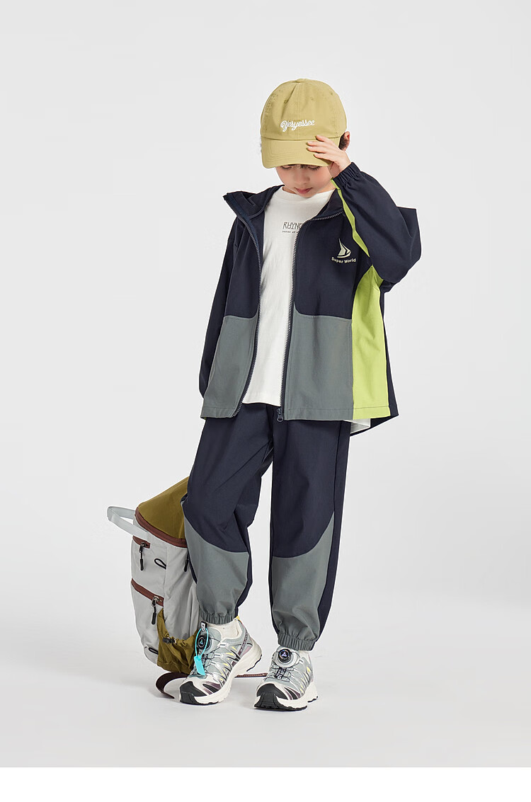 Duoduo Boys Trendy Spring Autumn Set Outdoor Softshell Jacket and Sports Pants Kids Stylish Patchwork Two-Piece 12