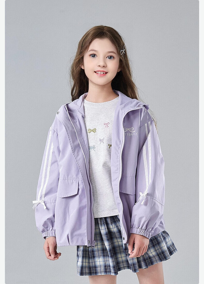 DEESHA Girls' Kids' Jacket 2025 Autumn Children's Hooded Coat Soft Pink Size 120 1