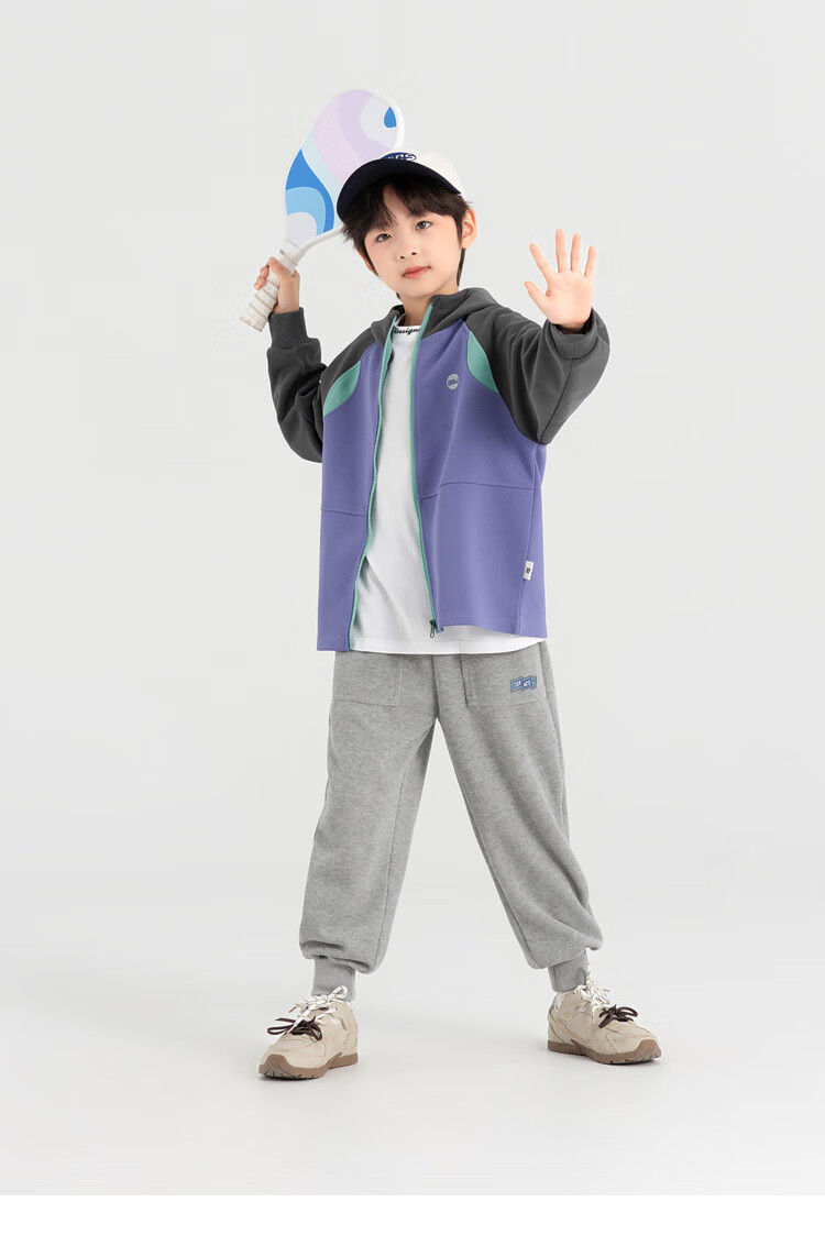 Duoduo Home [Soft and Chewy] Children's 2025 Autumn Three-Color Spliced Hooded Jacket Boys Casual Sports Knit Cardigan 32