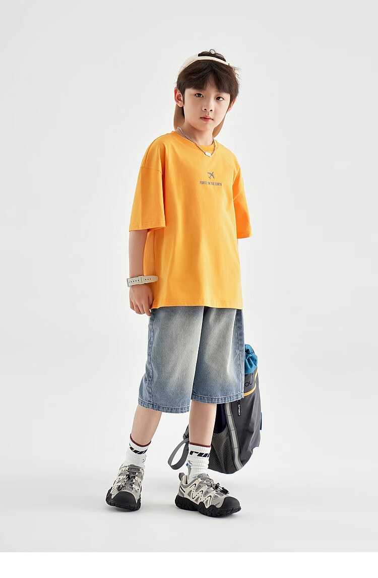 Duoduo Home [Earth Print] Boys' Short Sleeve 2026 Summer Comfortable Cool Loose Fit Casual T-Shirt for Kids 17