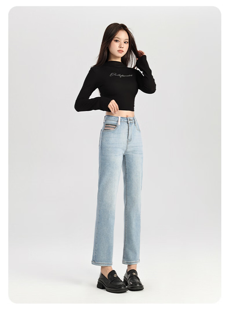 Romon High Waist Wide Leg Jeans Women American Vintage Loose Flared Pants Retro Blue M 19
