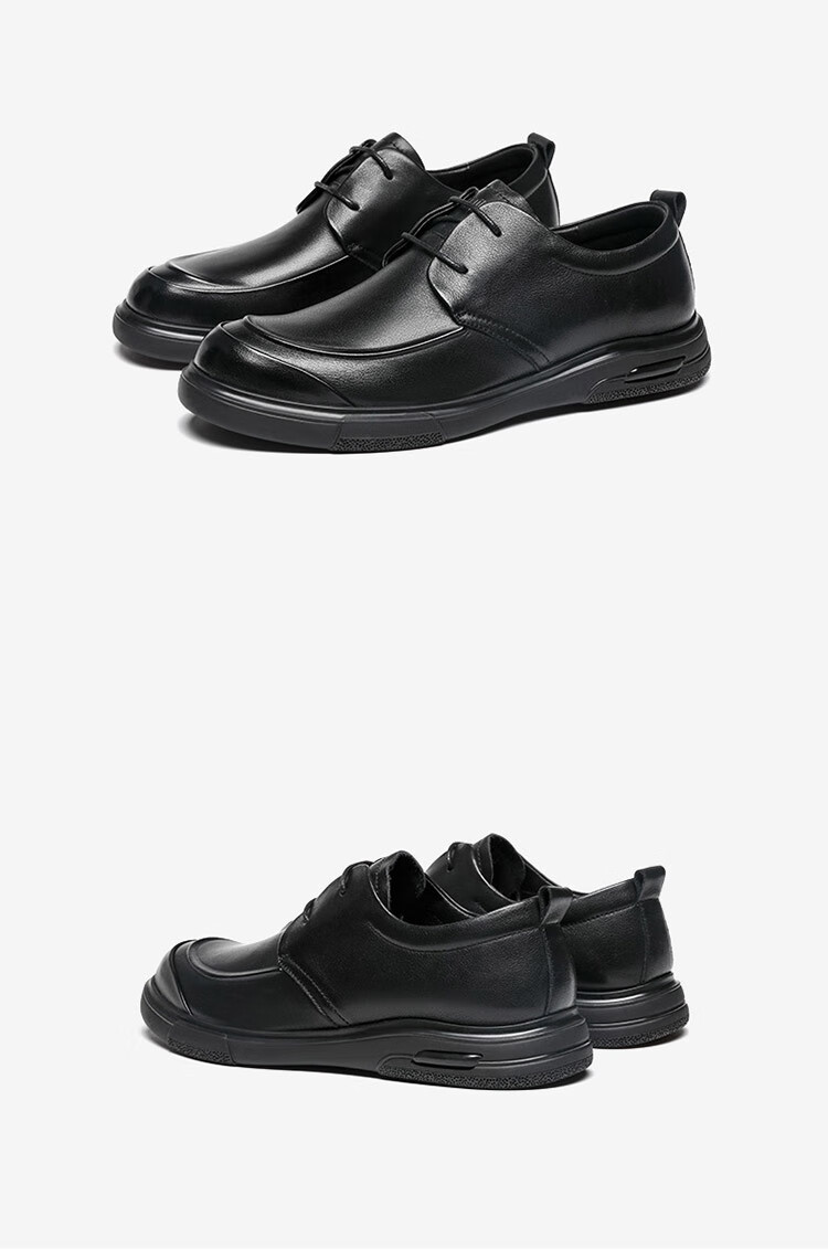 Millies Top-Grain Leather Men's Formal Business Casual Leather Shoes, Graduation And Job Interview Derby Shoes U1387, Black, Size 43 12