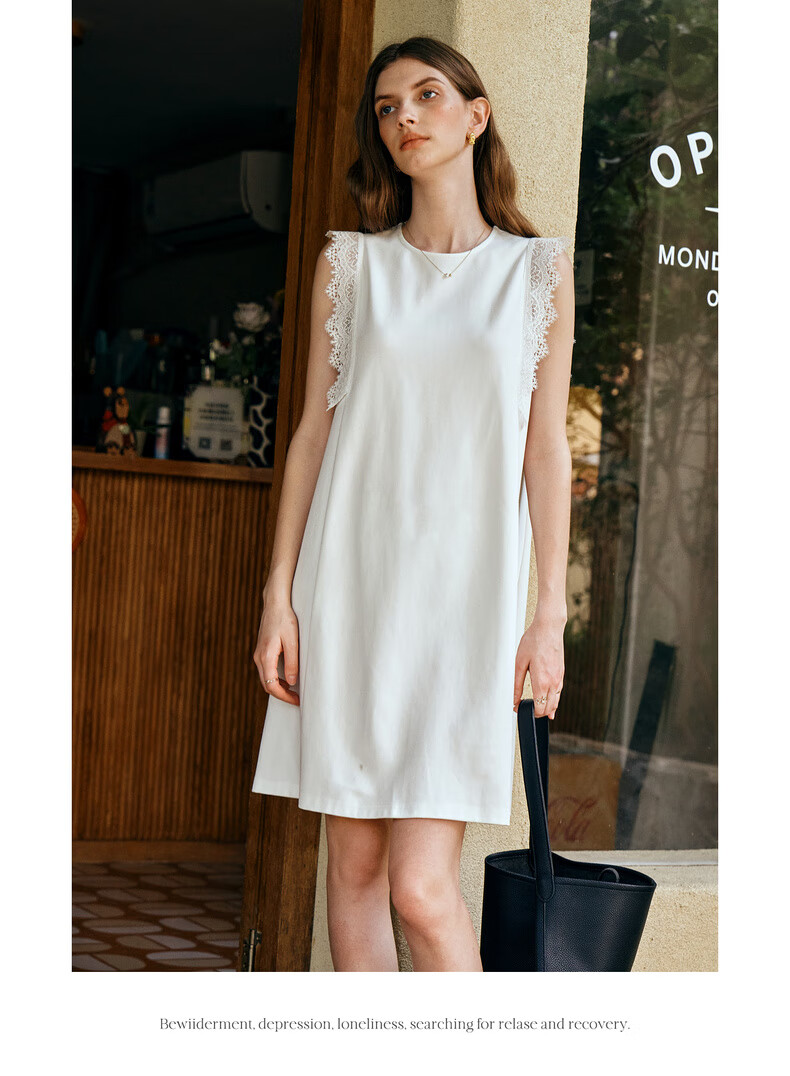 Olrain European Style Simple Elegant White Straight Dress Women Summer Mid-Length White M 18