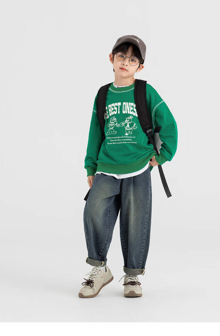 Duoduojia Boys' Casual Sports Sweatshirt, Spring And Autumn 2026 Style, Loose-Fitting Top, Comfortable Autumn Wear, Fashionable Children's Base Layer Pullover 33
