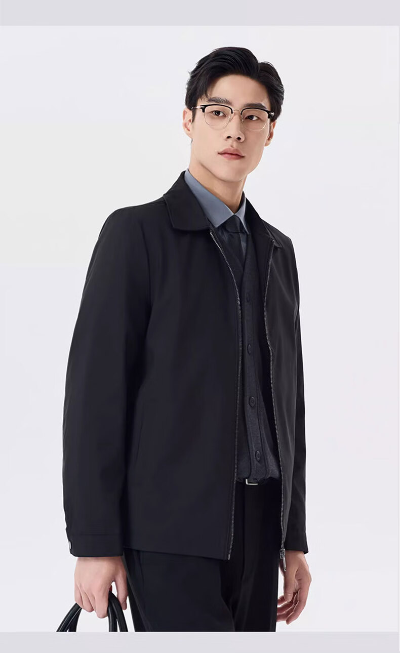 Woodpecker [Wear-Resistant and Water-Repellent] Men's Summer Jacket, Middle-Aged Dad Style, Casual Lapel Jacket, Black XL 13