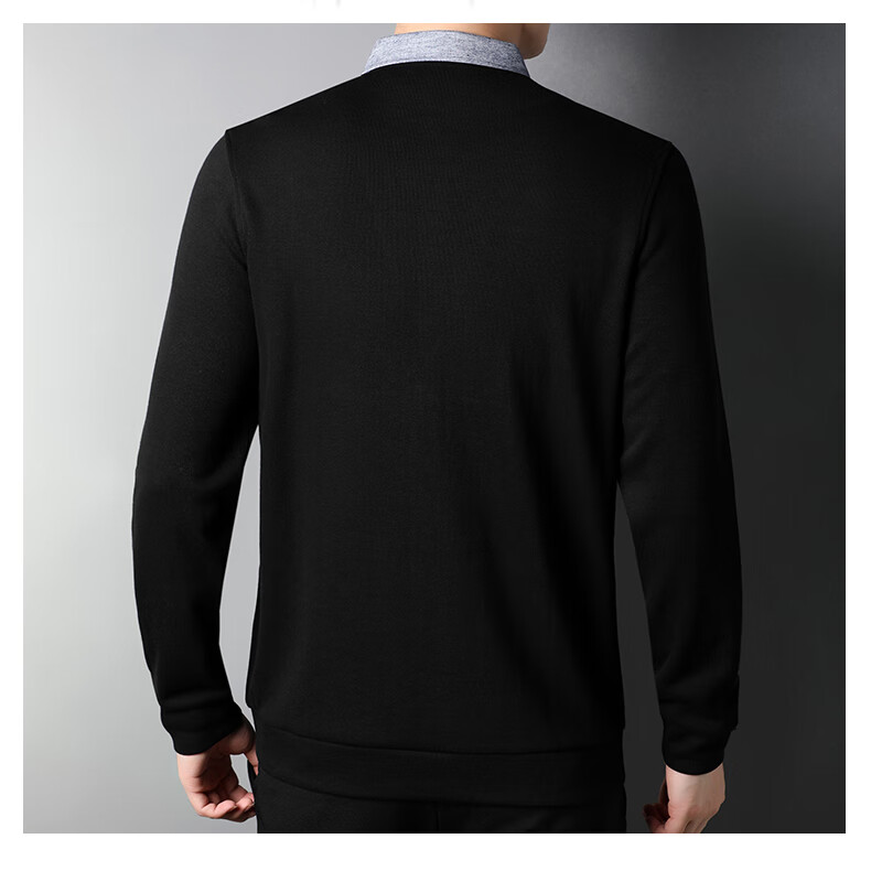 ROMON Autumn Winter Fake Two-Piece Knit Sweater Men Lapel Base Shirt Business Casual Warm Sweater for Young and Middle-Aged Men 13