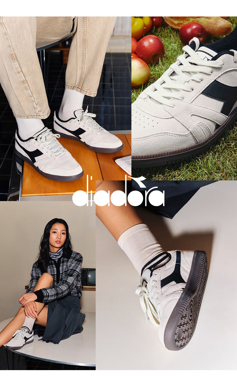 Diadora Men's And Women's Casual Shoes SAUNTER Synth White/black, Recommend Ordering Half Size Up, 40.5 7