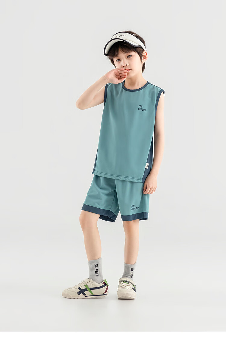 Duoduojia [Smooth And Skin-Friendly] Boys' Running Sports Set, Summer Fitness Training Children's Vest Shorts, Breathable Two-Piece 9
