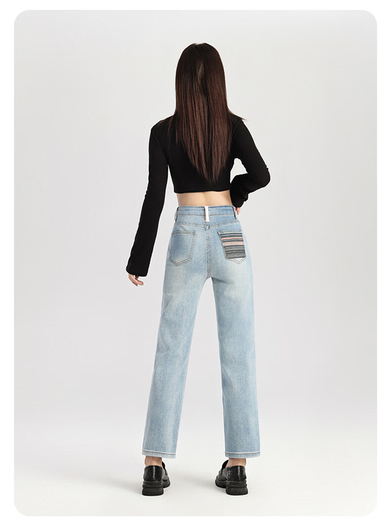 Romon High Waist Wide Leg Jeans Women American Vintage Loose Flared Pants Retro Blue M 21