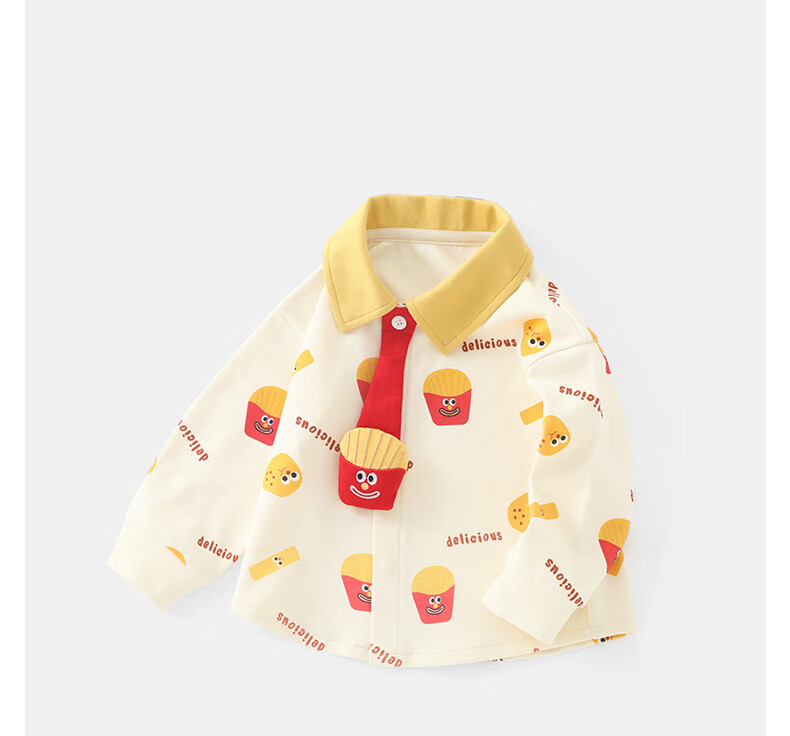 DUUDUU Kids Long Sleeve Shirt Spring Autumn Toddler Baby Top Base Layer Shirt French Fries 120 3