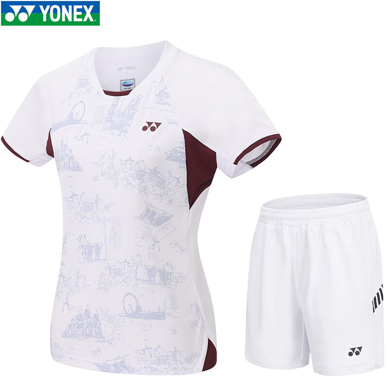 YONEX Badminton Sports T-Shirt Breathable Short Sleeve Set Men's Set - 1102925BCR - White L 7