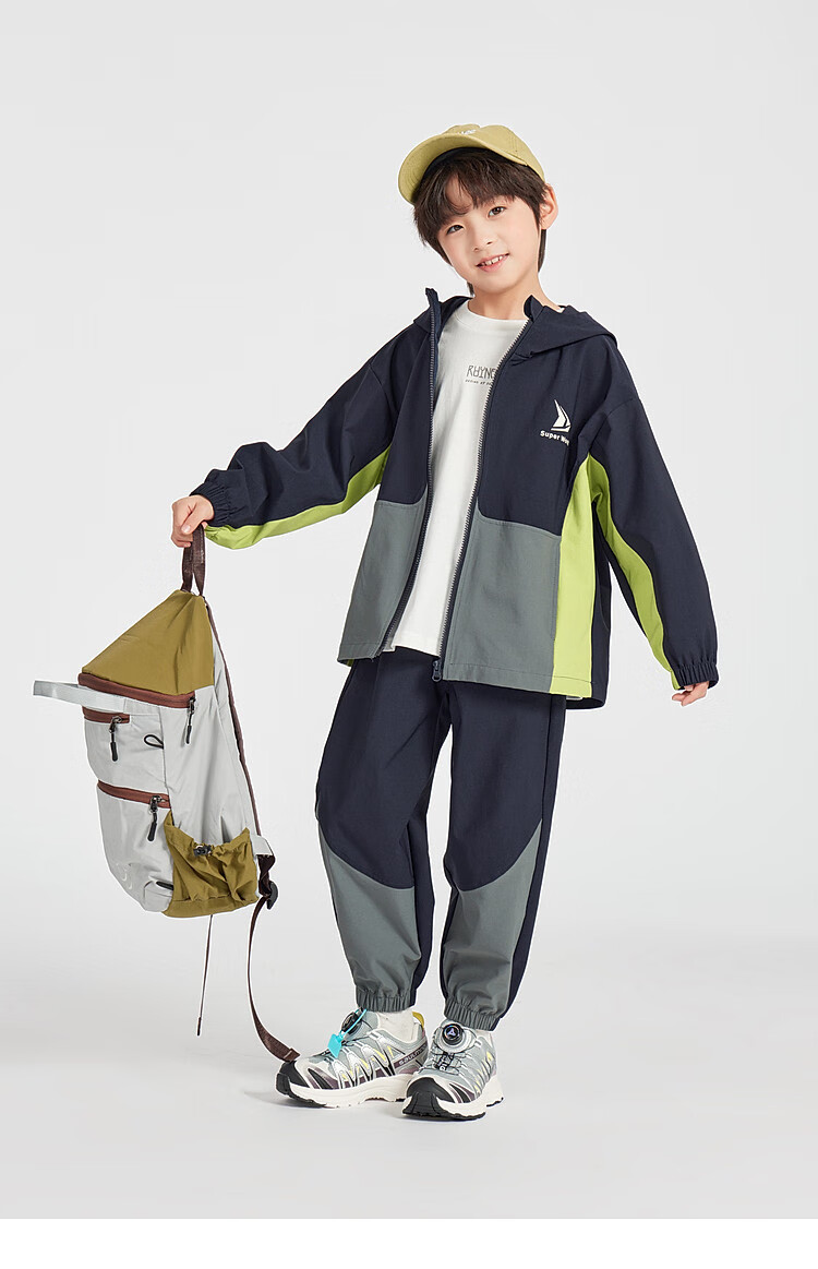 Duoduo Boys Trendy Spring Autumn Set Outdoor Softshell Jacket and Sports Pants Kids Stylish Patchwork Two-Piece 13
