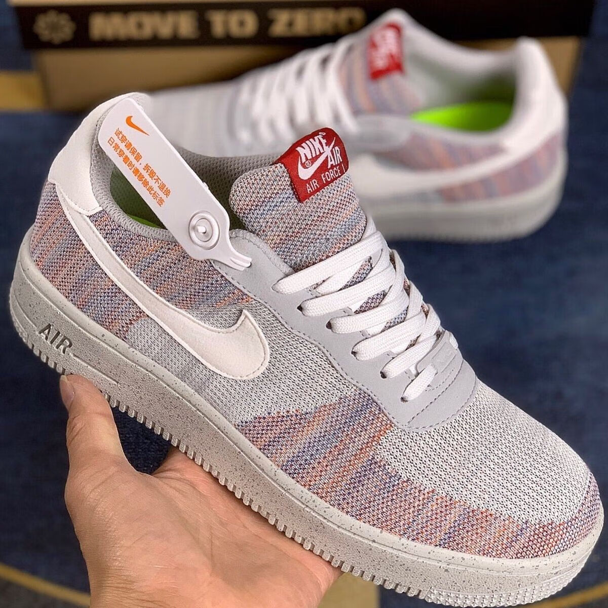 耐克1 low mi帆布空军一号男女飞线编织运动休闲滑板鞋 白灰粉 45