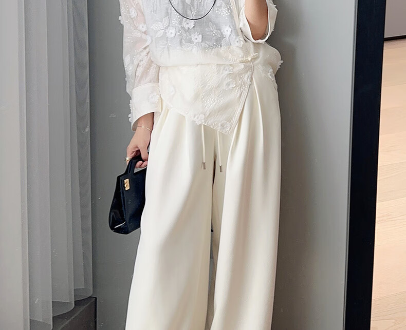 MEIYANG Misty Rose Casual Pants, UPF50+ Toray Sun Protection Wide-Leg Pants, Gray (Regular Version), XL 16
