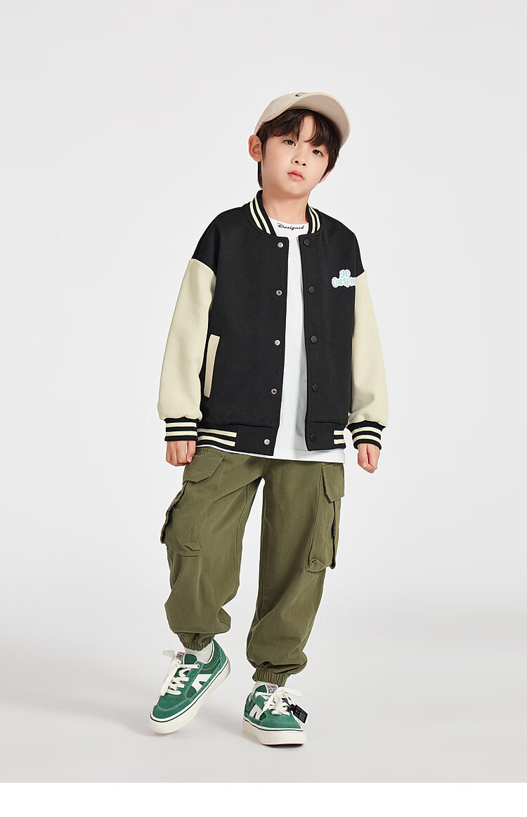Duoduojia Boys' Knitted Jacket, Spring And Autumn 2026, for Older Children, Comfortable And Stylish Outerwear, Casual Cool Baseball Jacket for Kids 23