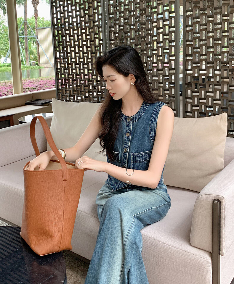 MEIYANG Jelly Denim Jeans Double Core Yarn Elastic Draped Vintage Wide-Leg Pants Blue Regular Fit L 26