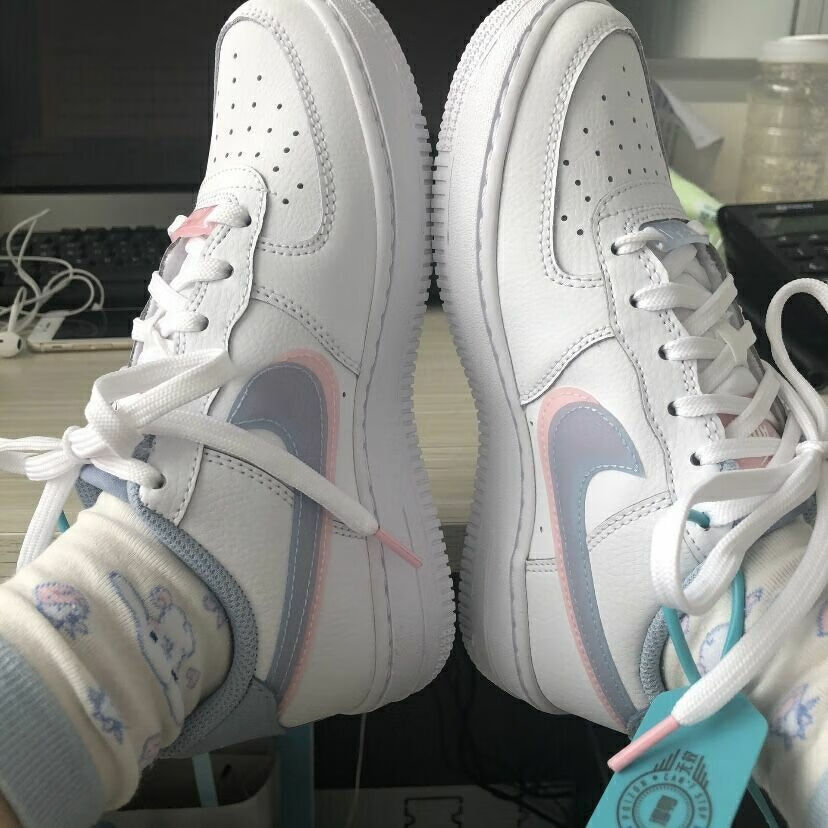 公司级莆田空军一号白蓝粉af1双钩男女运动休闲鞋情侣低帮板鞋纯原