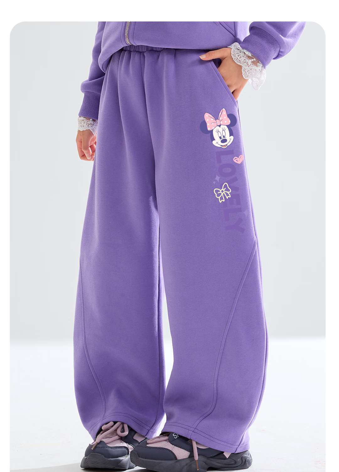 Disney Girls' Spring 2026 Fashion Breathable Children's Autumn Outfit Trendy Sportswear Pants 20