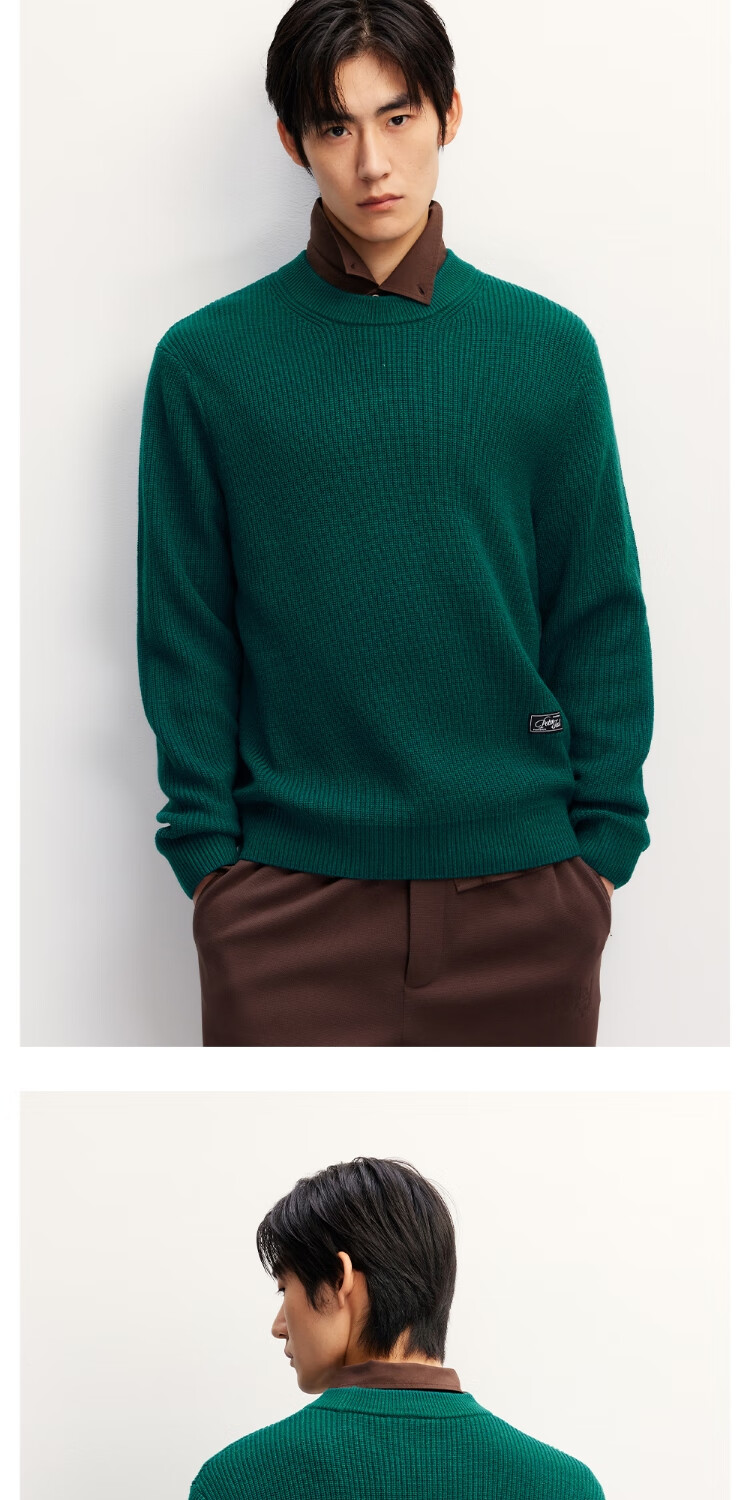 JACK&JONES Men's Autumn Solid Color Wool Knit Sweater Machine Washable Commuter Long Sleeve Top 225313029 9