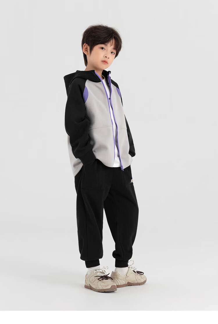 Duoduo Home [Soft and Chewy] Children's 2025 Autumn Three-Color Spliced Hooded Jacket Boys Casual Sports Knit Cardigan 11