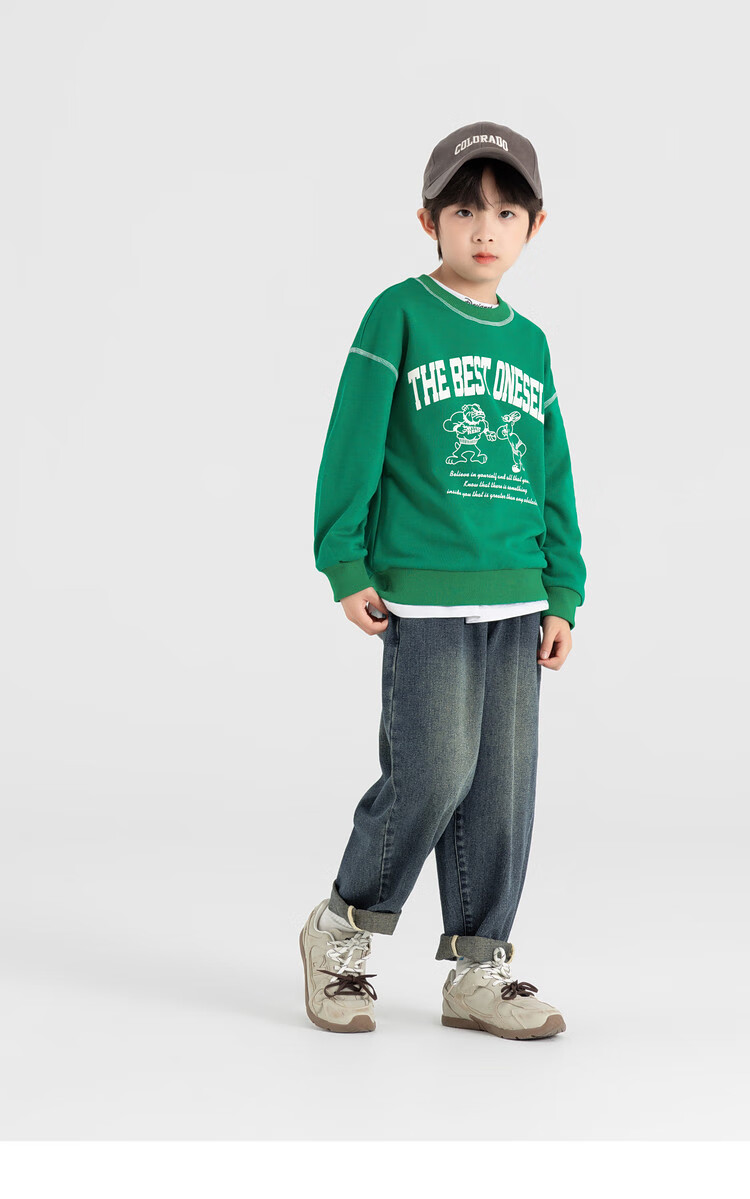 Duoduojia Boys' Casual Sports Sweatshirt, Spring And Autumn 2026 Style, Loose-Fitting Top, Comfortable Autumn Wear, Fashionable Children's Base Layer Pullover 31