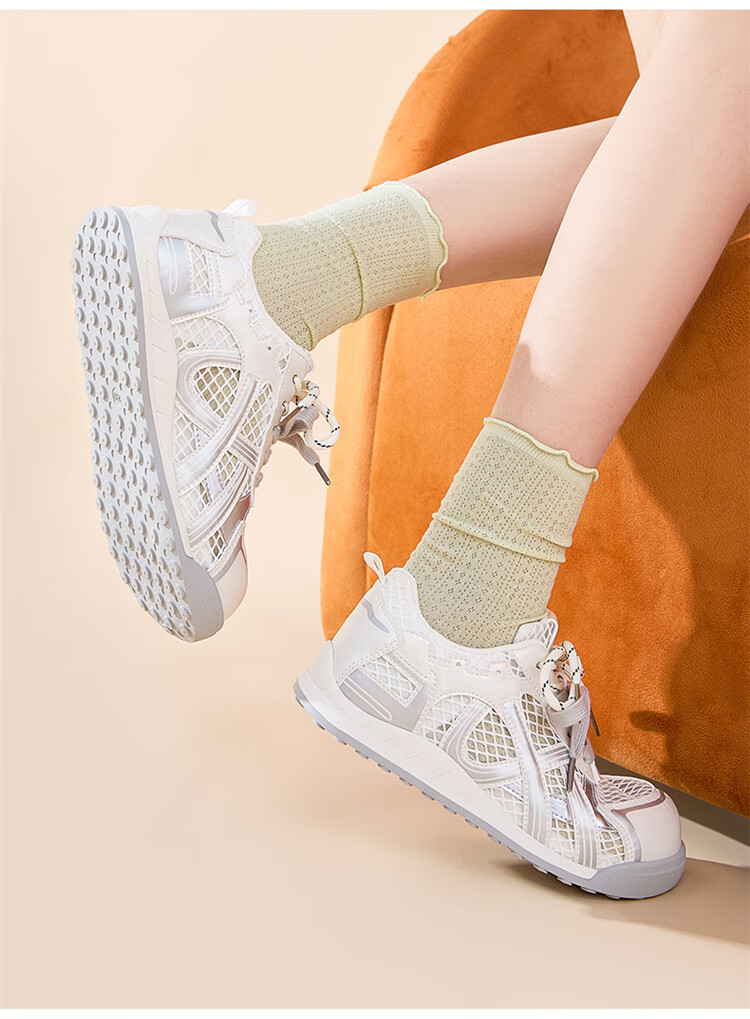 Semir Women's Summer New Breathable Mesh White Sneakers Sports Casual Shoes SFYM253053 Beige Silver Size 35 6