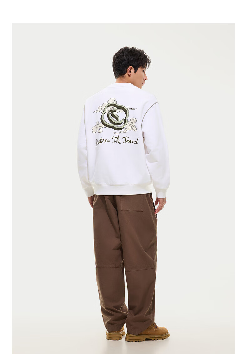 CABBEEN [365g Fish Scale Fabric] Men's Sweatshirt with Auspicious Clouds And CABBEEN C Creative Window Design, Autumn Long-Sleeve Sweatshirt 6