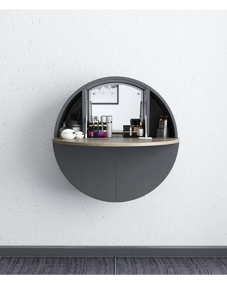 北欧风格小户型网红挂墙梳妆台现代简约卧室化妆桌收纳柜一体式 创意