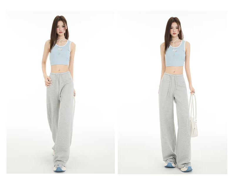 Romon [Soft and Smooth] Women's Casual Summer Pants Lazy Cool Slim Flared Long Trousers Light Gray XL 15