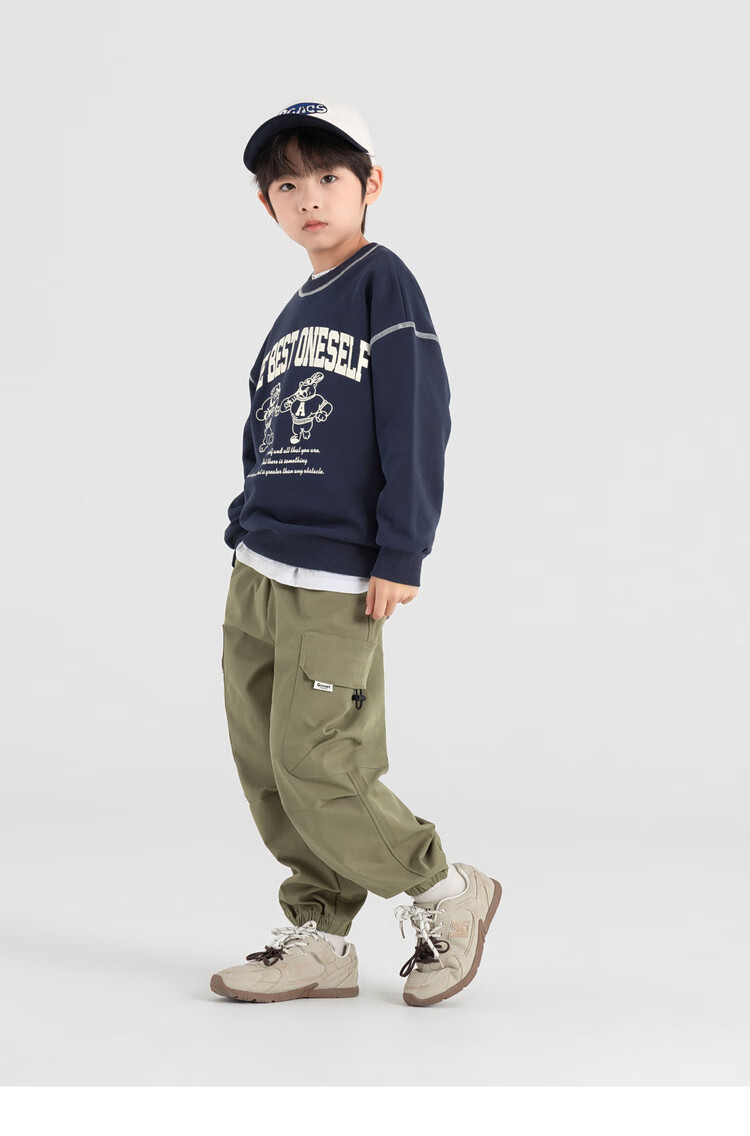 Duoduojia Boys' Casual Sports Sweatshirt, Spring And Autumn 2026 Style, Loose-Fitting Top, Comfortable Autumn Wear, Fashionable Children's Base Layer Pullover 14