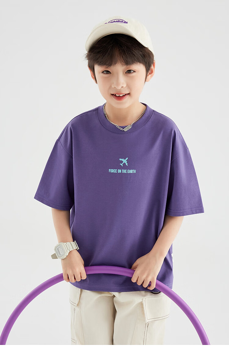 Duoduo Home [Earth Print] Boys' Short Sleeve 2026 Summer Comfortable Cool Loose Fit Casual T-Shirt for Kids 19