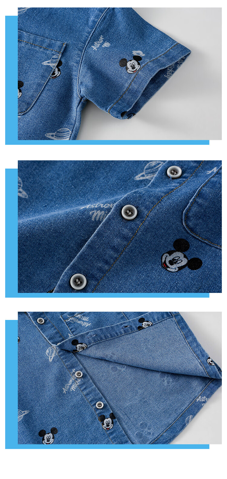 Disney Children's Outfit, Boys And Girls Summer Set, 2026 New Style, Trendy Denim Short-Sleeve Shorts, Casual Two-Piece Set 3