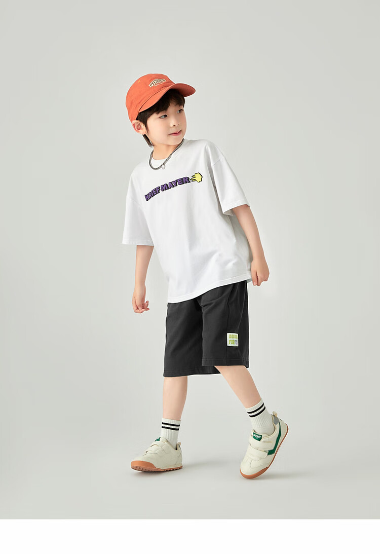 Duoduojia Boys' Sports Shorts, Summer 2026, for Older Children, Moisture-Wicking And Breathable, Pure Cotton Mid-Length Shorts, Children's Loose Six-Point Knit Pants 37