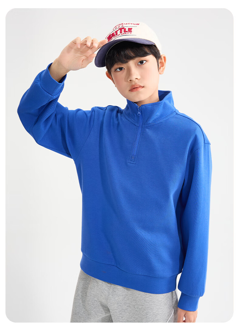 Jeanswest Boys' Hoodie Spring and Autumn 2026 New Children's Half-Zip Jacket Kids' Sportswear for Older Children 7