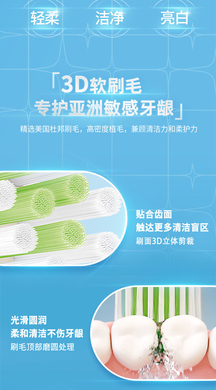 PHILIPS Electric Toothbrush Heads HX2033/04 Gentle Whitening Brush Heads, Pack of 3, Compatible with 5 Effect Treasure Brush Zhezhe Purple HX2471/02 Gentle Series 2