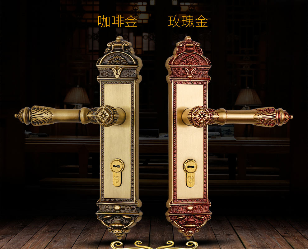 铠铜威纯铜别墅卧室门锁室内欧式实木门锁套装全铜美式房间门锁3286