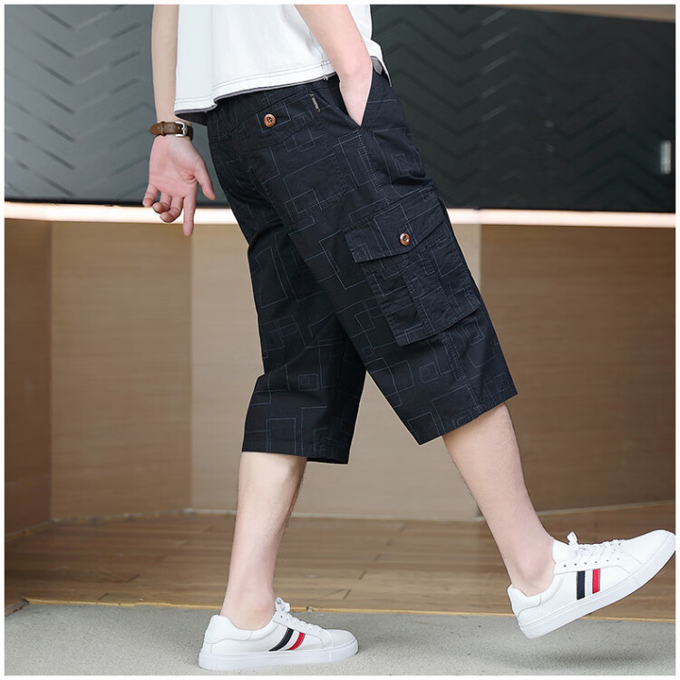 Romon New Loose Fit Men's Shorts Casual Summer Thin Straight Leg Capri Shorts Military Green 3XL 9