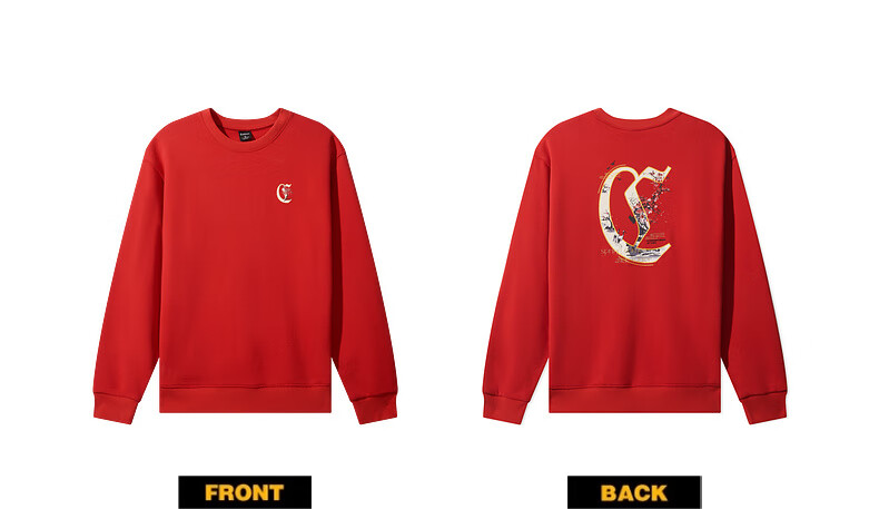 CABBEEN 340G Cotton Sweatshirt Men's Foaming Texture Printed Flash Line Embroidered Flower Winter Long Sleeve Sweatshirt 14