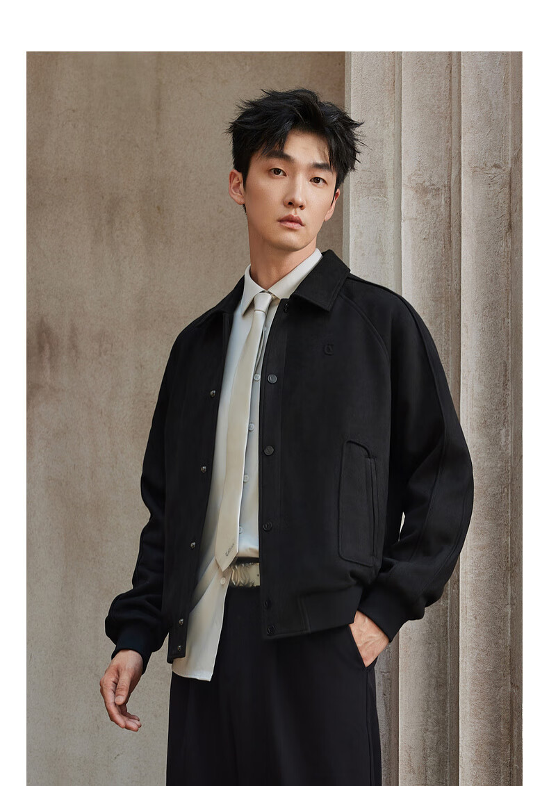 CABBEEN 350G Suede Velvet Men's Jacket Soft Comfortable Faux Suede Velvet Autumn Long Sleeve Coat 10