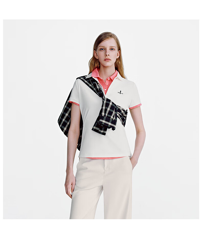 Biyinlefen Summer Women's Fashion Five-Button Commuter Casual Intelligent Elegant Lapel Short Sleeve Polo Shirt 4
