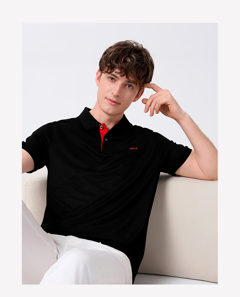 Goldlion GY [Cooling] Men's Short-Sleeve Polo Shirt, Casual Versatile Collared Breathable T-Shirt, White, L 13