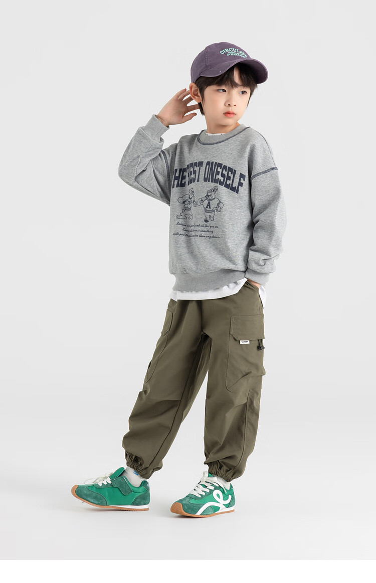 Duoduojia Boys' Casual Sports Sweatshirt, Spring And Autumn 2026 Style, Loose-Fitting Top, Comfortable Autumn Wear, Fashionable Children's Base Layer Pullover 25
