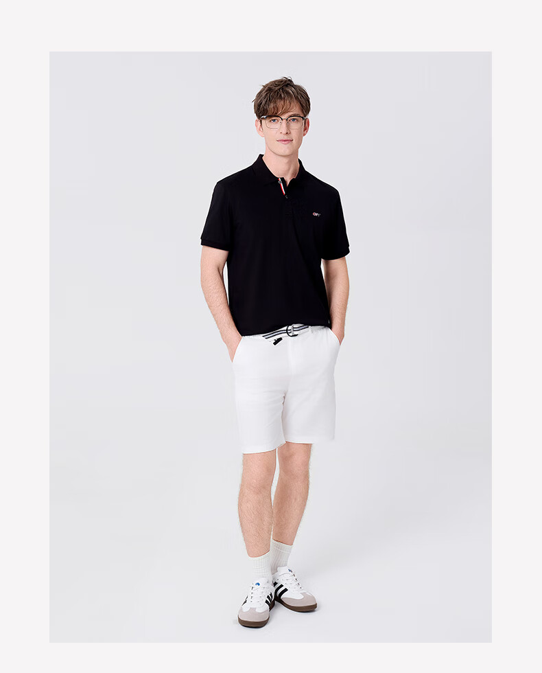 Goldlion GY Short Sleeve Polo Shirt Spring Summer Men's Casual Collared T-Shirt Mulberry Silk TSF0052-PT051 Light Pink 2XL 20