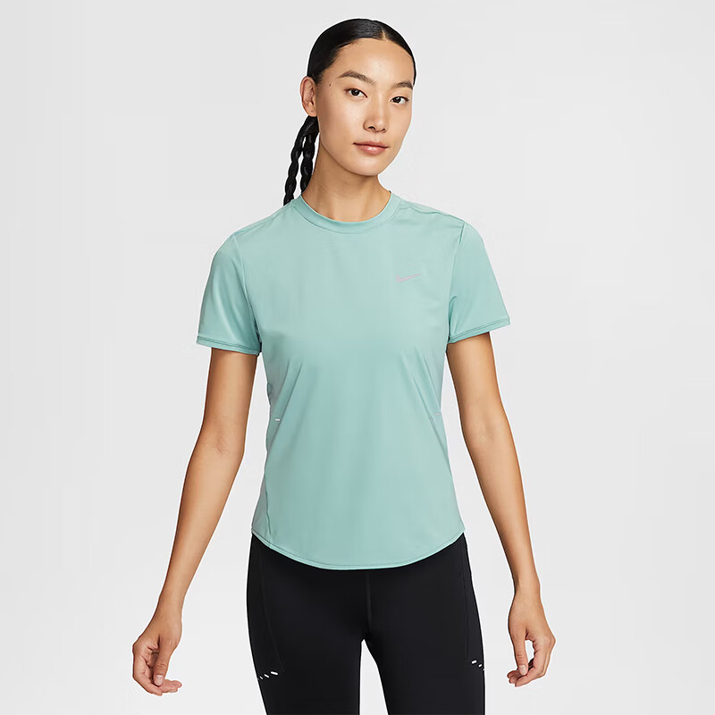 NIKE Women's Short-Sleeve T-Shirt, Knitted Collarless, Sporty Casual, Simple Versatile HM9699-133 White S 6