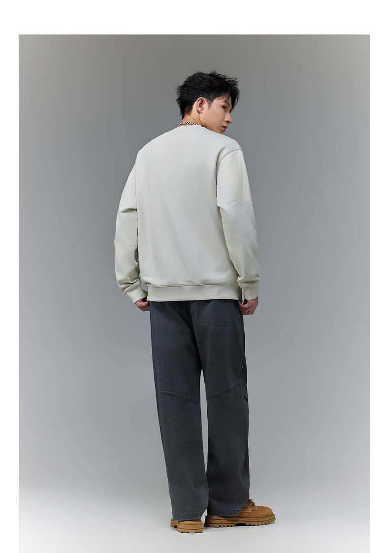 CABBEEN 365g Fish Scale Fabric Men's Sweatshirt Creative Studded Structure Segmented Design Winter Long Sleeve Sweatshirt 8
