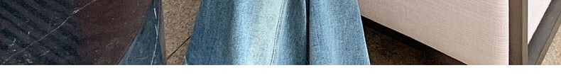 MEIYANG Jelly Denim Jeans Double Core Yarn Elastic Draped Vintage Wide-Leg Pants Blue Regular Fit L 27