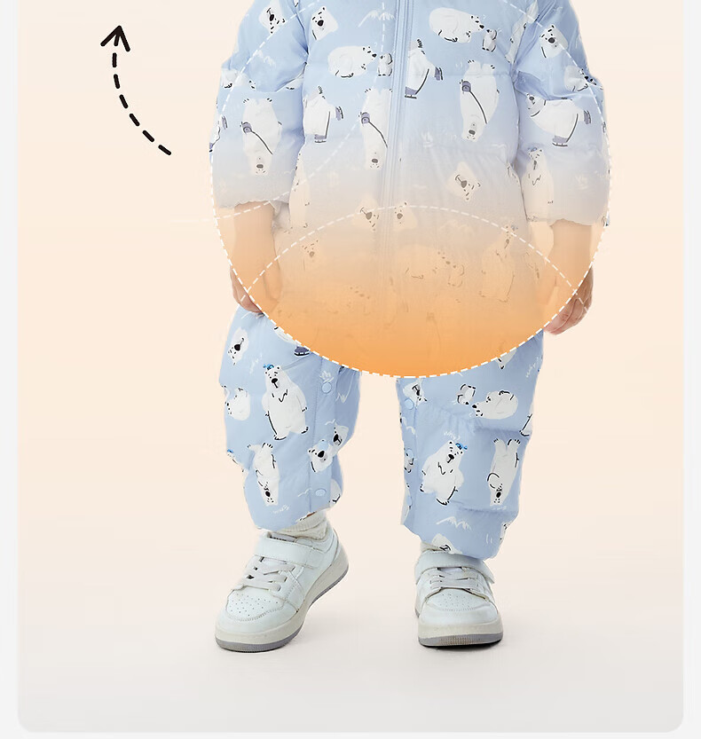YEEHOO Baby Hooded Down Jumpsuit Autumn Winter Nano Antibacterial Lightweight Infant One-Piece Winter Outerwear 6